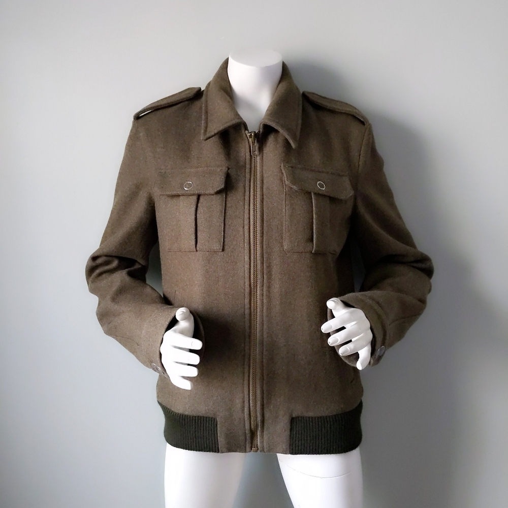 Rare Original AG Jeans Green Wool Military Bomber - Picture 1 of 8